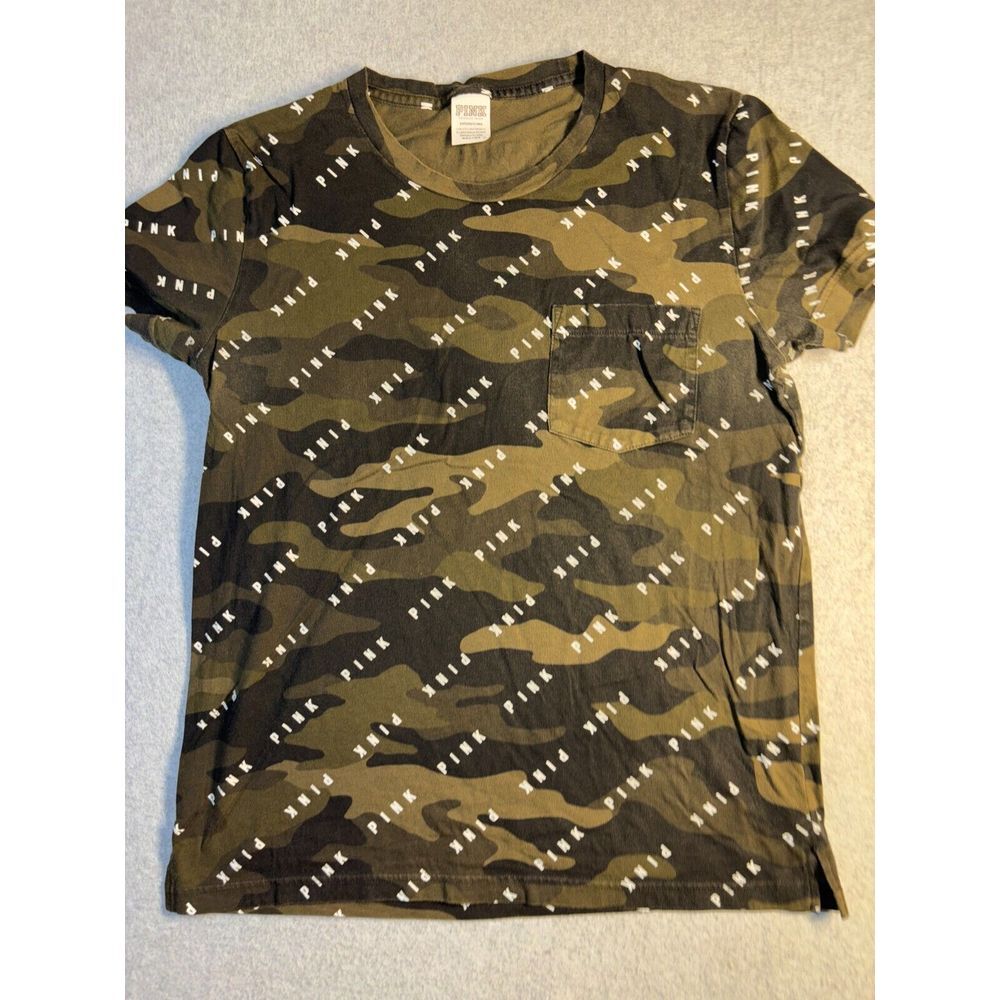 PINK Victoria's Secret T-Shirt Women's Small Multicolor Crew Neck Pullover Logo